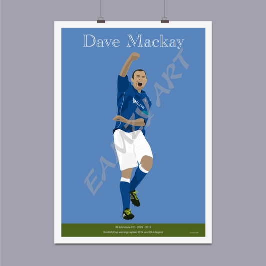 Dave Mackay, St Johnstone 2014 Scottish Cup winning captain celebrating one of his goals. An art poster perfect for any Saints fan