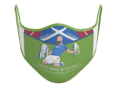 St Johnstone FC double cup winners 2021 - "Make Mine a Double" face mask celebrating the Club's magnificent double cup winning achievements in 2021