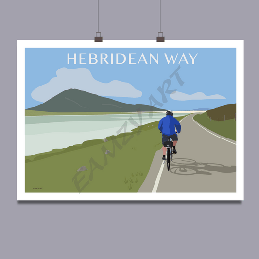 Cycling The Hebridean Way Art Poster Sports Collectibles