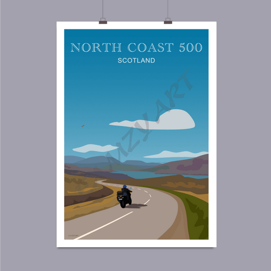 Motor Biking The North Coast 500 Art Poster Sports Collectibles
