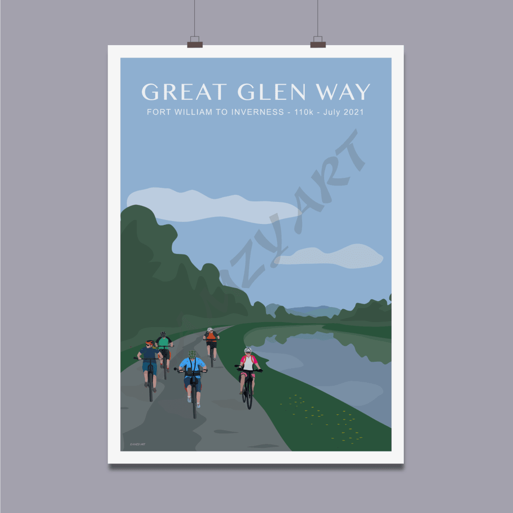 The Great Glen Way In The Scottish Highlands Retro Poster - Customise It! Add Your Own Text Or Have